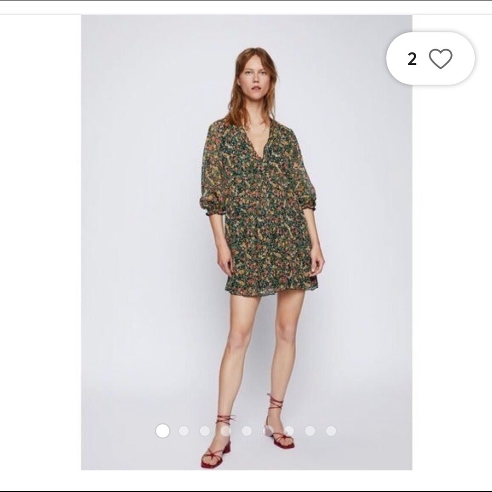 NWT Zara Floral Print Babydoll Mini Dress